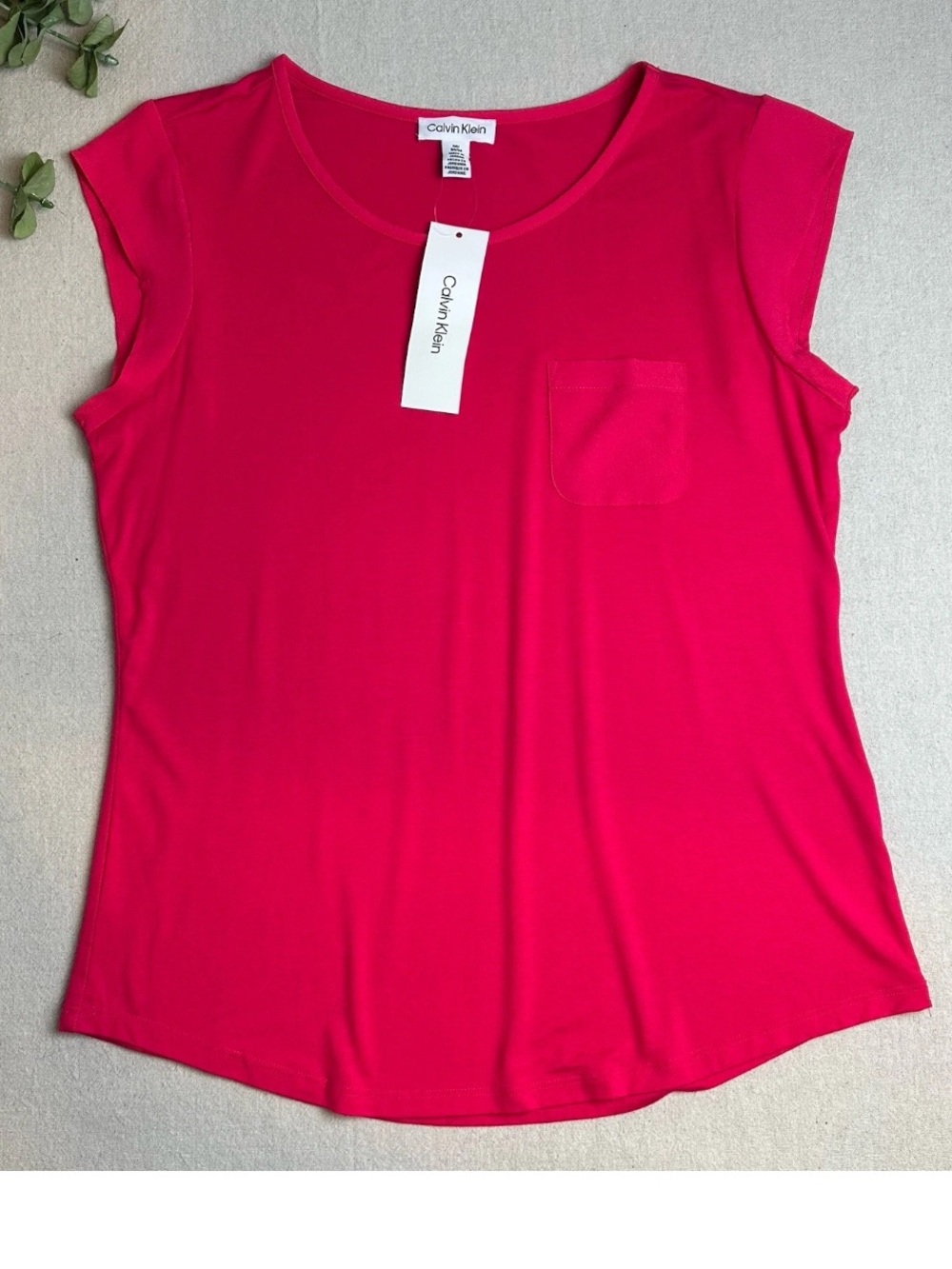 Calvin Klein Cap Sleeve Top Blouse Tee Magenta Pink NWT